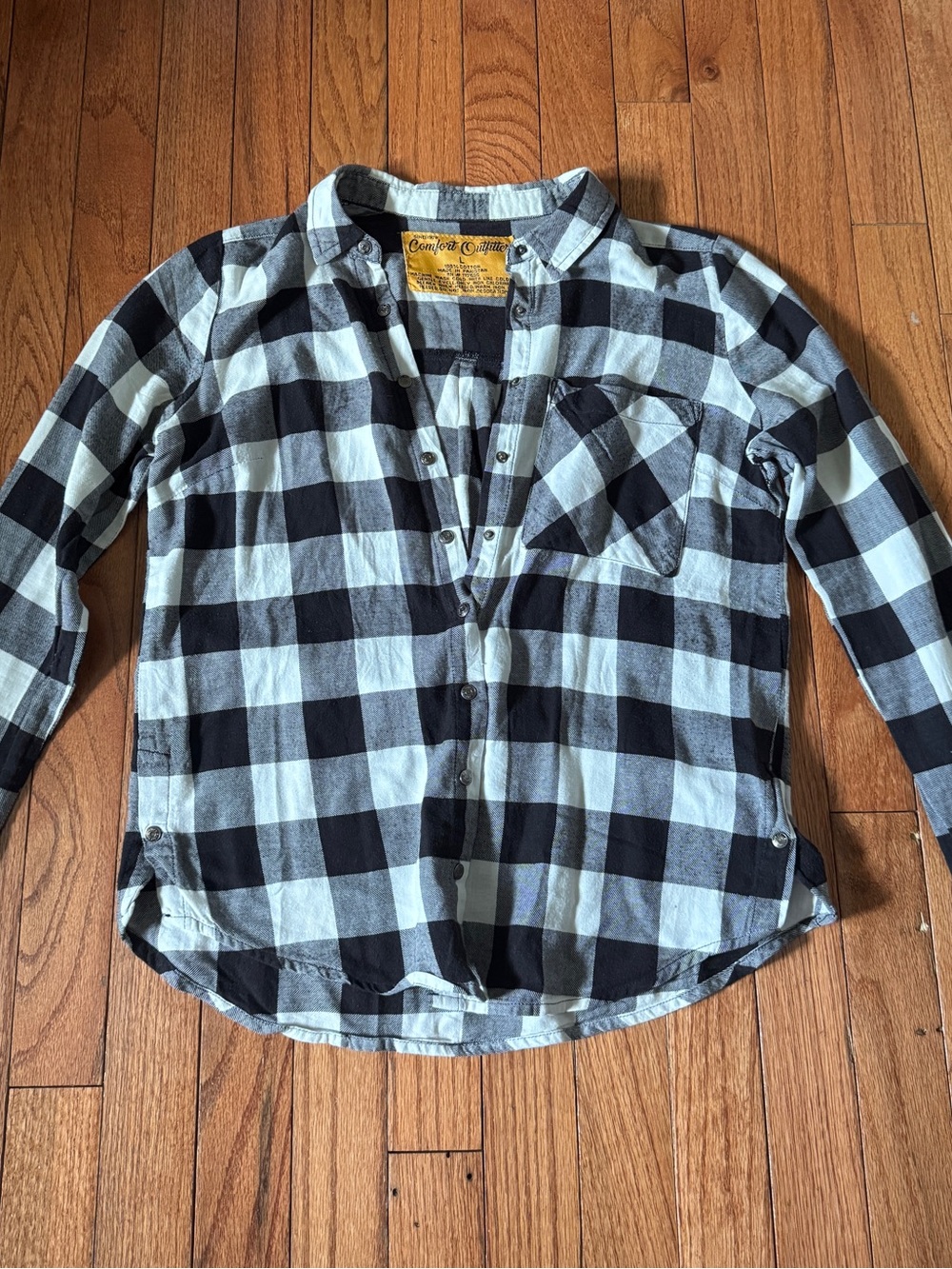 Black and White Buffalo Plaid Button-Up Shirt